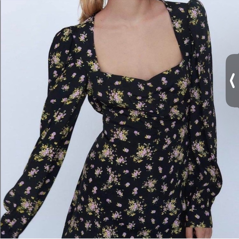 Zara Black & Purple Floral Dress Size Small